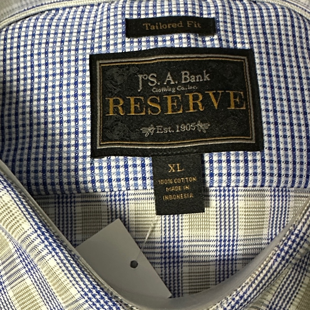 Jos. A. Bank Reserve Blue and White Plaid Shirt
